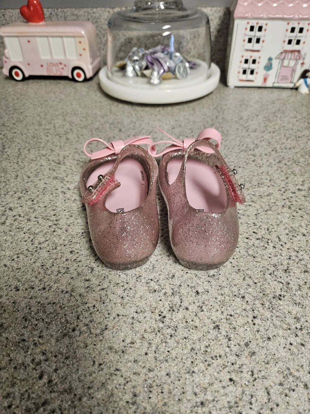 Mini Melissa Glitter Pink Mary Jane Shoes with Bow